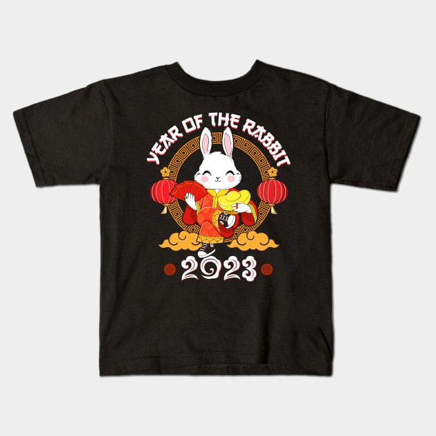 Happy Chinese New Year 2023 Year of the Rabbit Kids T-Shirt by Jhon Towel